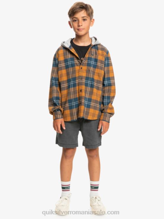 Harelaw de zahăr brun 8-16 halidon cu glugă cu mânecă lungă XT6B2309 băieți Quiksilver