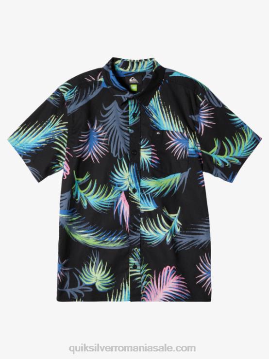 glitch tropical negru cămașă tropicală cu mânecă scurtă XT6B1913 băieți Quiksilver