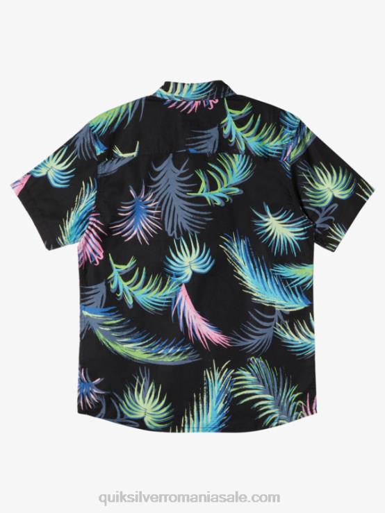 glitch tropical negru cămașă tropicală cu mânecă scurtă XT6B1913 băieți Quiksilver