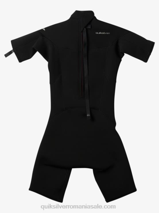 negru 8-16 2/2mm sesiuni de zi cu zi costum de primăvară cu mânecă scurtă și fermoar la spate XT6B2040 băieți Quiksilver