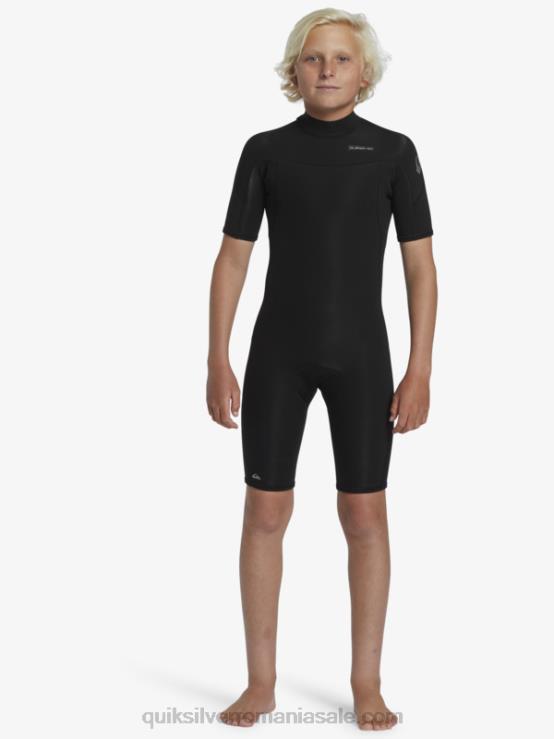 negru 8-16 2/2mm sesiuni de zi cu zi costum de primăvară cu mânecă scurtă și fermoar la spate XT6B2040 băieți Quiksilver