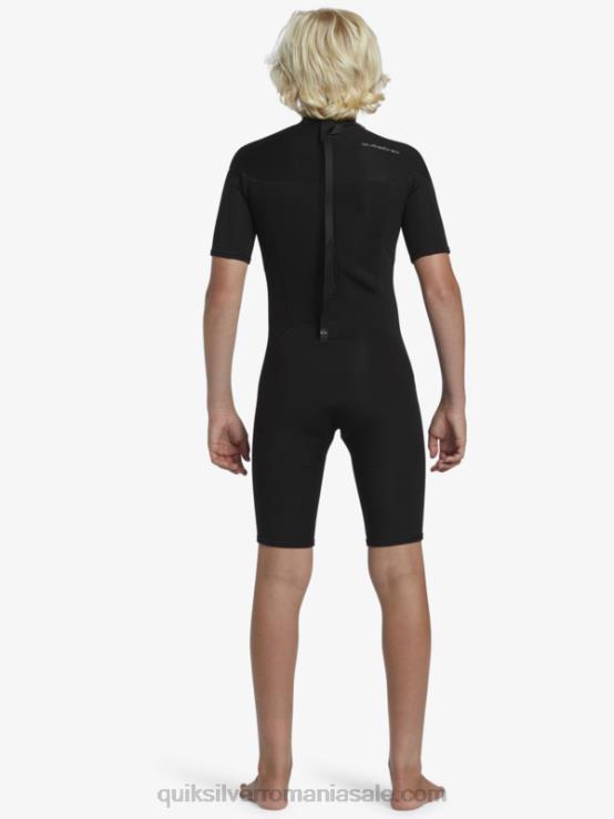 negru 8-16 2/2mm sesiuni de zi cu zi costum de primăvară cu mânecă scurtă și fermoar la spate XT6B2040 băieți Quiksilver