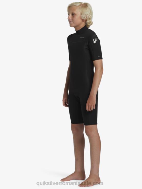 negru 8-16 2/2mm sesiuni de zi cu zi costum de primăvară cu mânecă scurtă și fermoar la spate XT6B2040 băieți Quiksilver