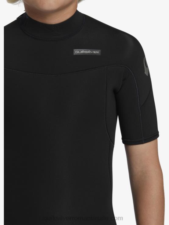 negru 8-16 2/2mm sesiuni de zi cu zi costum de primăvară cu mânecă scurtă și fermoar la spate XT6B2040 băieți Quiksilver