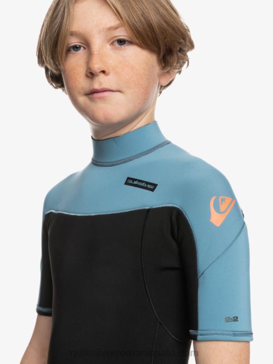 negru/albastru provincial 8-16 2/2mm sesiuni de zi cu zi costum de primăvară cu mânecă scurtă și fermoar la spate XT6B2041 băieți Quiksilver
