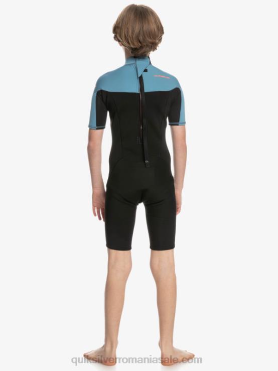 negru/albastru provincial 8-16 2/2mm sesiuni de zi cu zi costum de primăvară cu mânecă scurtă și fermoar la spate XT6B2041 băieți Quiksilver