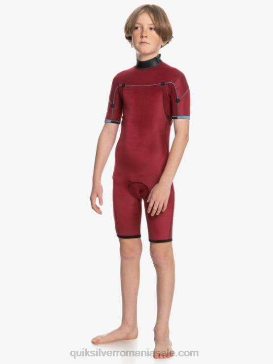 negru/albastru provincial 8-16 2/2mm sesiuni de zi cu zi costum de primăvară cu mânecă scurtă și fermoar la spate XT6B2041 băieți Quiksilver
