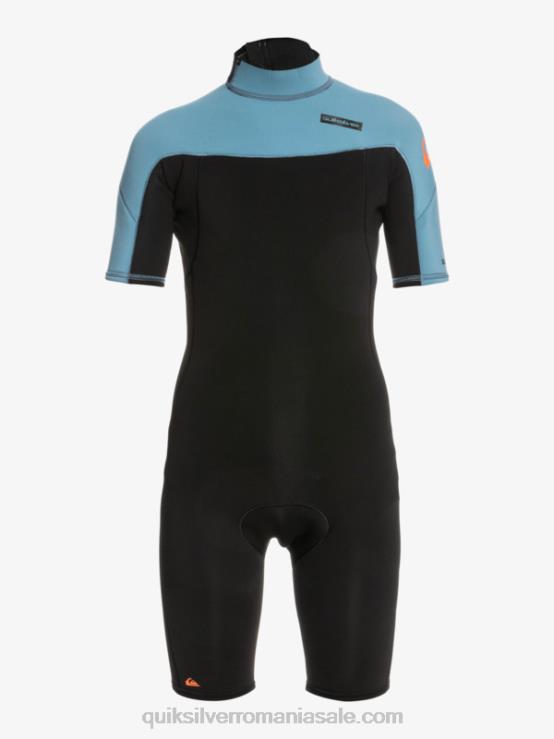 negru/albastru provincial 8-16 2/2mm sesiuni de zi cu zi costum de primăvară cu mânecă scurtă și fermoar la spate XT6B2041 băieți Quiksilver