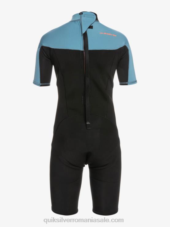 negru/albastru provincial 8-16 2/2mm sesiuni de zi cu zi costum de primăvară cu mânecă scurtă și fermoar la spate XT6B2041 băieți Quiksilver