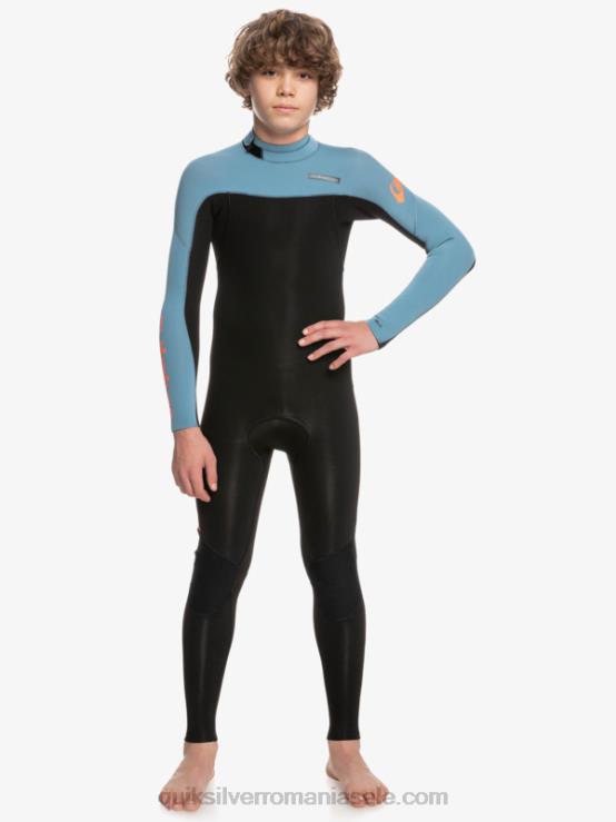 negru/albastru provincial 8-16 3/2mm sesiuni de zi cu zi costum de neopren cu fermoar la spate XT6B2223 băieți Quiksilver