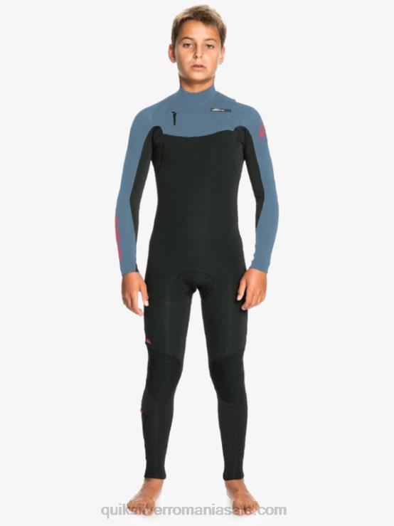 negru/albastru provincial 8-16 4/3 sesiuni de zi cu zi costum de neopren cu fermoar la spate XT6B2226 băieți Quiksilver