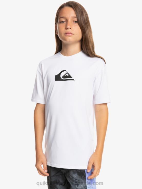 alb 8-16 tricou cu mânecă scurtă cu dungi scurte upf 50 surf XT6B2132 băieți Quiksilver
