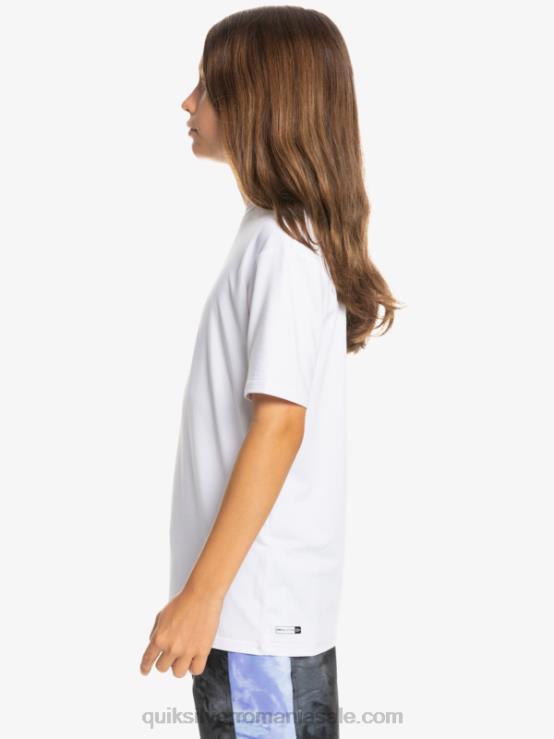 alb 8-16 tricou cu mânecă scurtă cu dungi scurte upf 50 surf XT6B2132 băieți Quiksilver