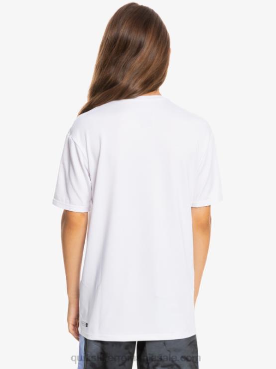 alb 8-16 tricou cu mânecă scurtă cu dungi scurte upf 50 surf XT6B2132 băieți Quiksilver