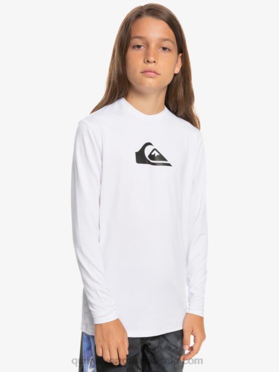alb 8-16 tricou de surf pentru tineret l/sl cu dungi solide XT6B2118 băieți Quiksilver