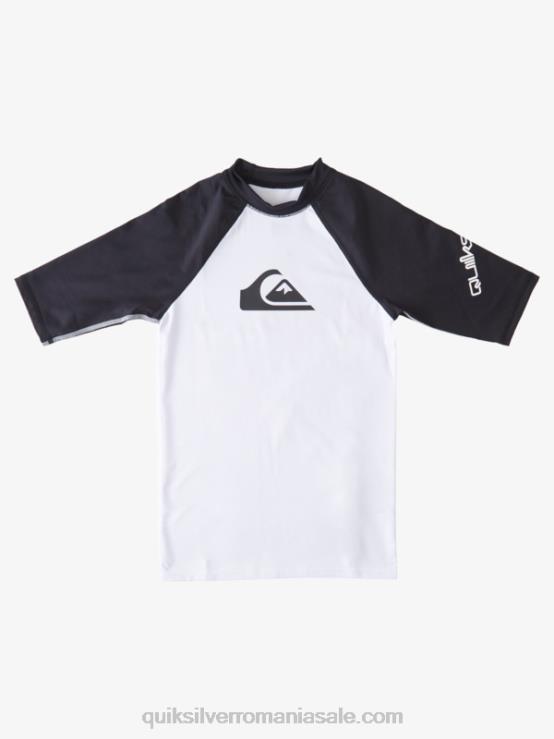 alb negru 8-16 all time cu mânecă scurtă upf 50 rashguard XT6B2245 băieți Quiksilver