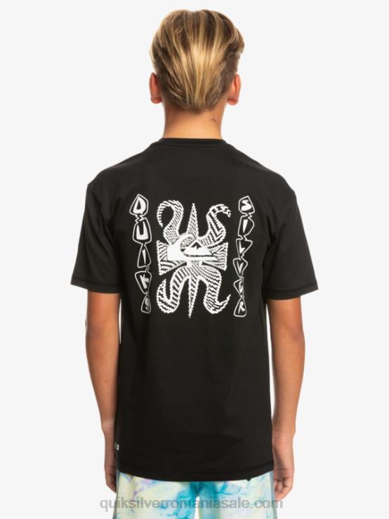 negru 8-16 mix session upf 50 tricou de surf cu mânecă scurtă XT6B2016 băieți Quiksilver