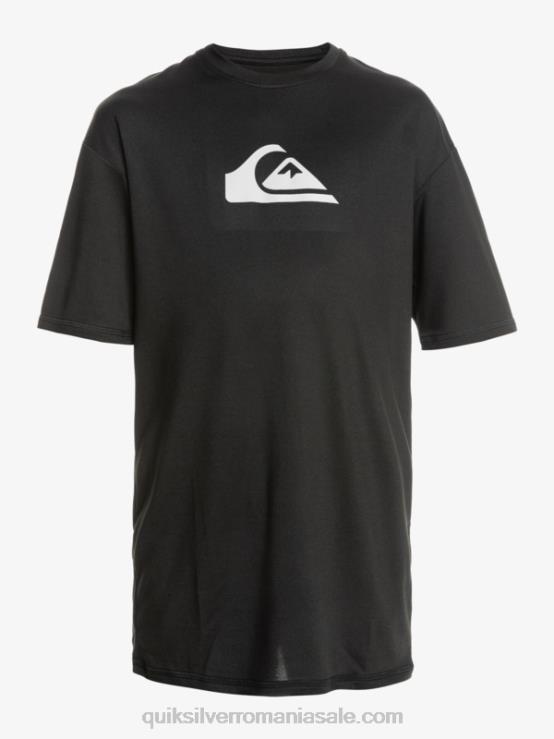 negru 8-16 tricou cu mânecă scurtă cu dungi scurte upf 50 surf XT6B2134 băieți Quiksilver