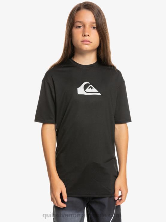 negru 8-16 tricou cu mânecă scurtă cu dungi scurte upf 50 surf XT6B2134 băieți Quiksilver