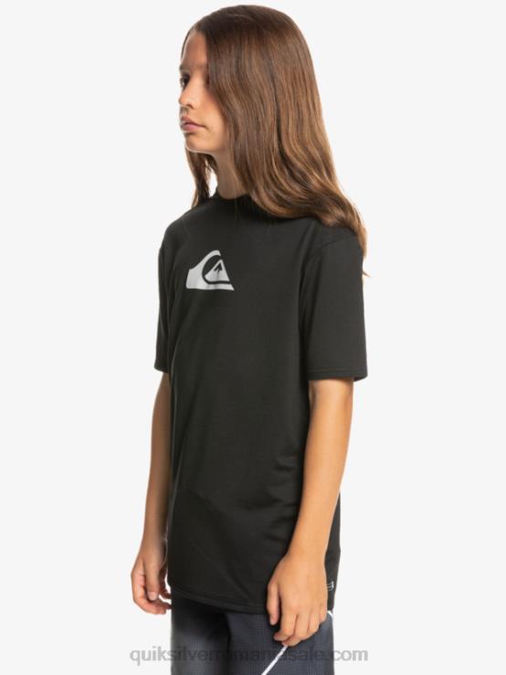 negru 8-16 tricou cu mânecă scurtă cu dungi scurte upf 50 surf XT6B2134 băieți Quiksilver