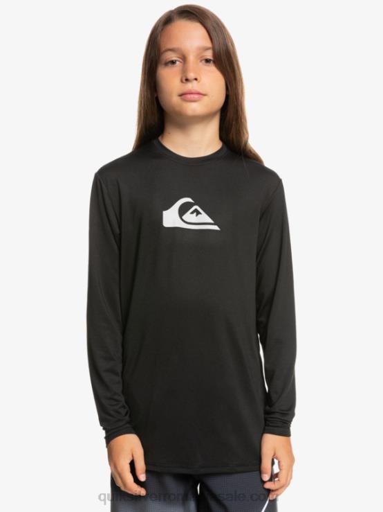 negru 8-16 tricou de surf pentru tineret l/sl cu dungi solide XT6B2117 băieți Quiksilver