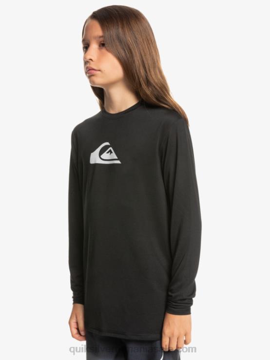 negru 8-16 tricou de surf pentru tineret l/sl cu dungi solide XT6B2117 băieți Quiksilver