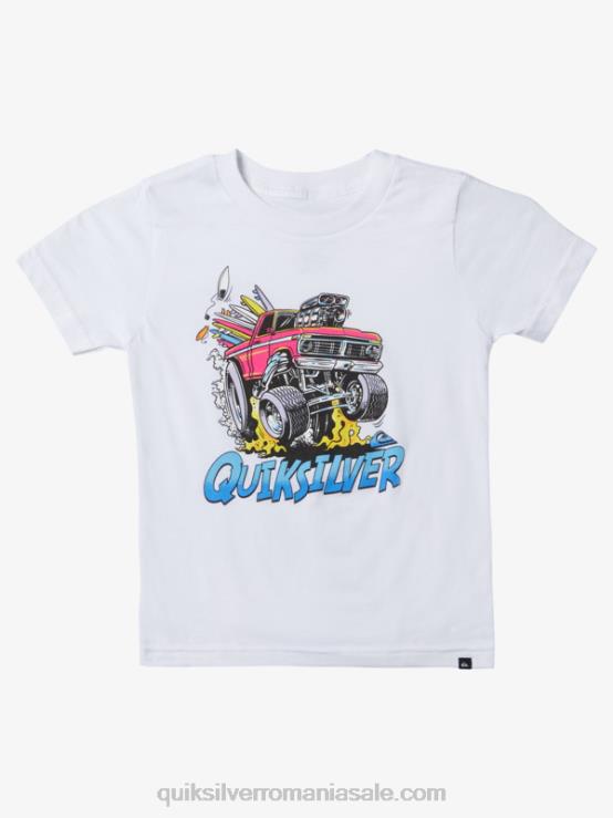 alb Tricou cu mașină 2-7 escapadă XT6B1950 băieți Quiksilver