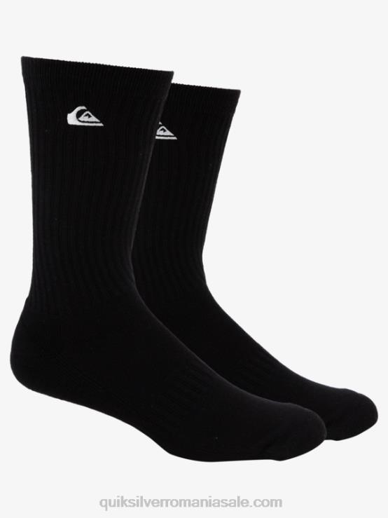 negru Pachet de 2 șosete solide pentru echipaj XT6B1059 bărbați Quiksilver