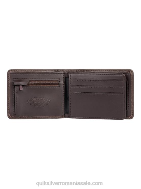 maro ciocolata portofel din piele mac cu trei ori XT6B1222 bărbați Quiksilver