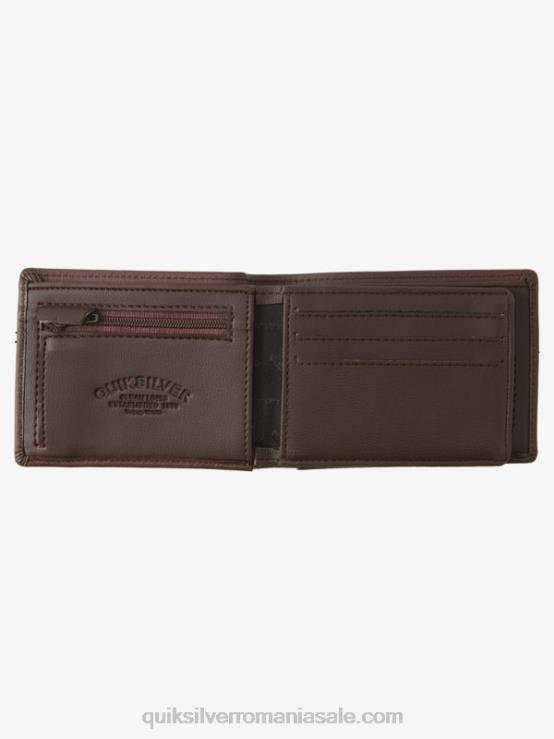 maro ciocolata portofel din piele mac cu trei ori XT6B1222 bărbați Quiksilver
