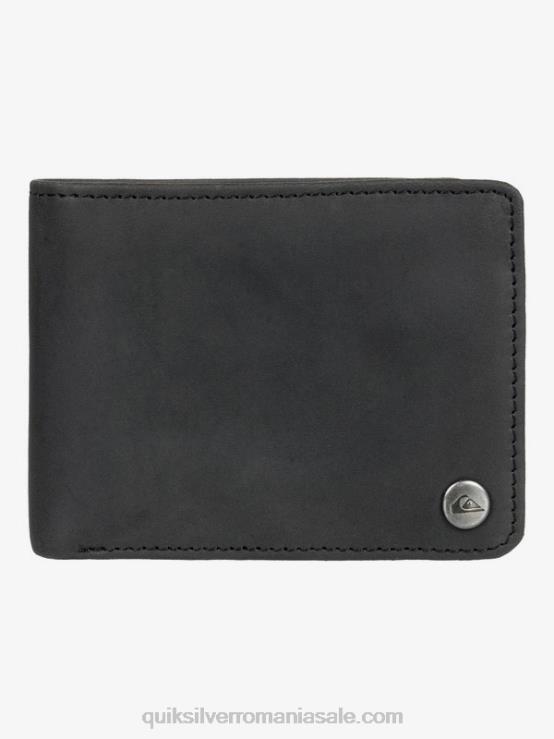 negru portofel din piele mac cu trei ori XT6B1221 bărbați Quiksilver