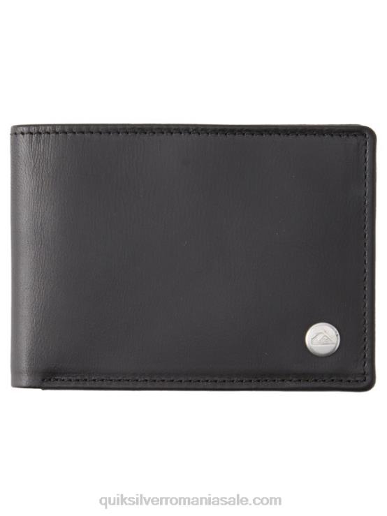 negru portofel din piele mac cu trei ori XT6B1221 bărbați Quiksilver