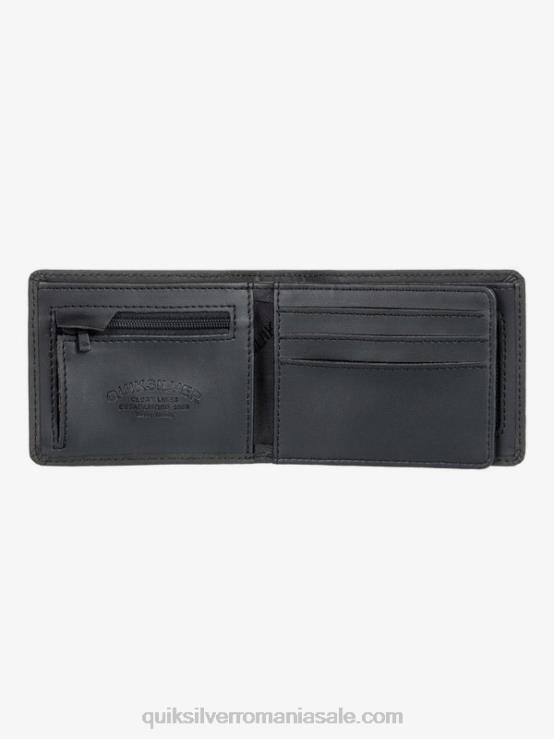 negru portofel din piele mac cu trei ori XT6B1221 bărbați Quiksilver