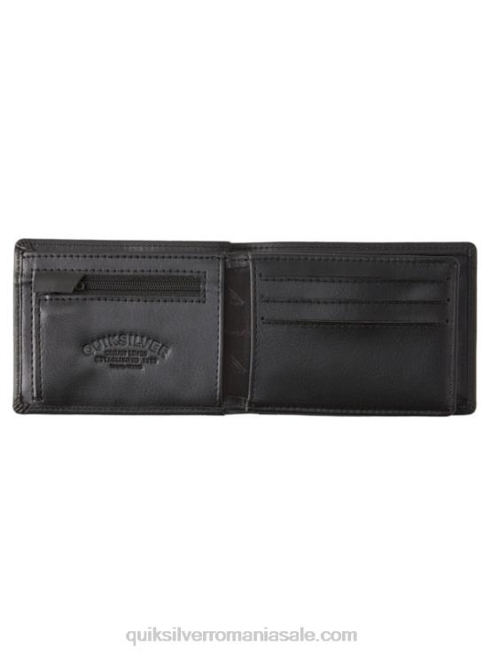 negru portofel din piele mac cu trei ori XT6B1221 bărbați Quiksilver