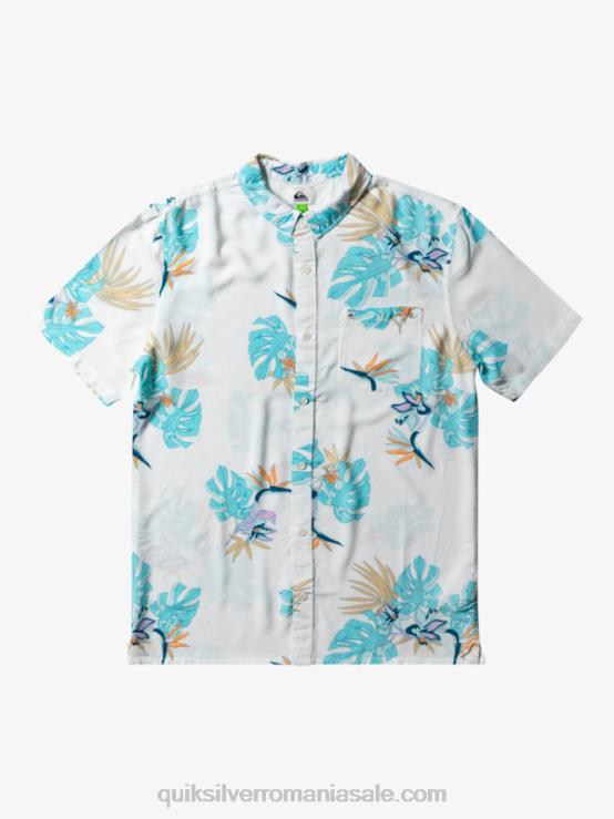 alb ca zapada floral ss cămașa florală cu mânecă scurtă XT6B650 bărbați Quiksilver
