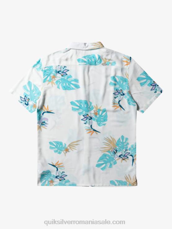 alb ca zapada floral ss cămașa florală cu mânecă scurtă XT6B650 bărbați Quiksilver