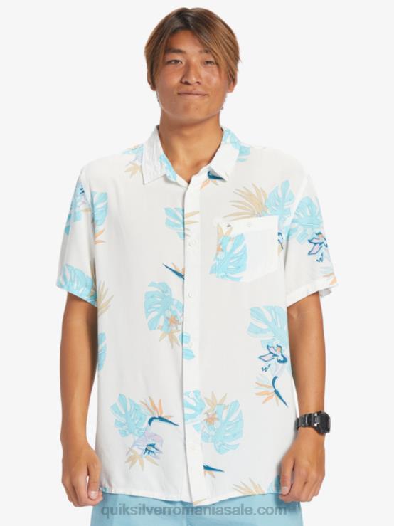 alb ca zapada floral ss cămașa florală cu mânecă scurtă XT6B650 bărbați Quiksilver