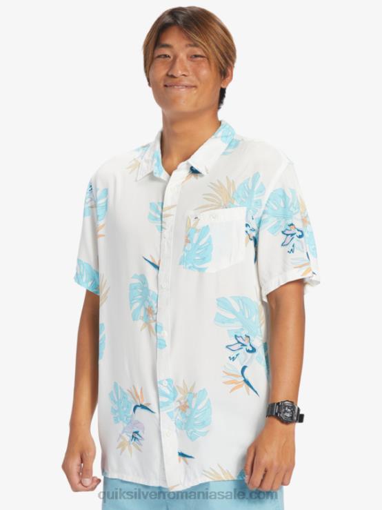 alb ca zapada floral ss cămașa florală cu mânecă scurtă XT6B650 bărbați Quiksilver