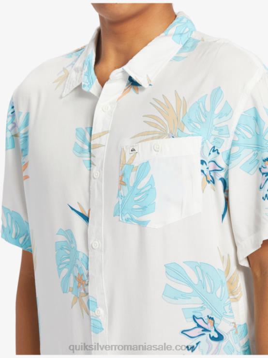 alb ca zapada floral ss cămașa florală cu mânecă scurtă XT6B650 bărbați Quiksilver