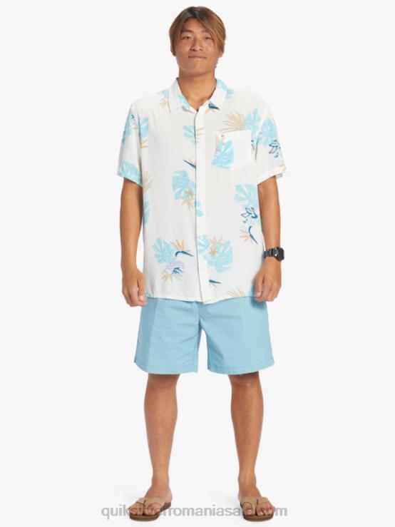 alb ca zapada floral ss cămașa florală cu mânecă scurtă XT6B650 bărbați Quiksilver
