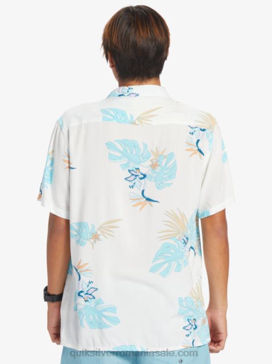 alb ca zapada floral ss cămașa florală cu mânecă scurtă XT6B650 bărbați Quiksilver