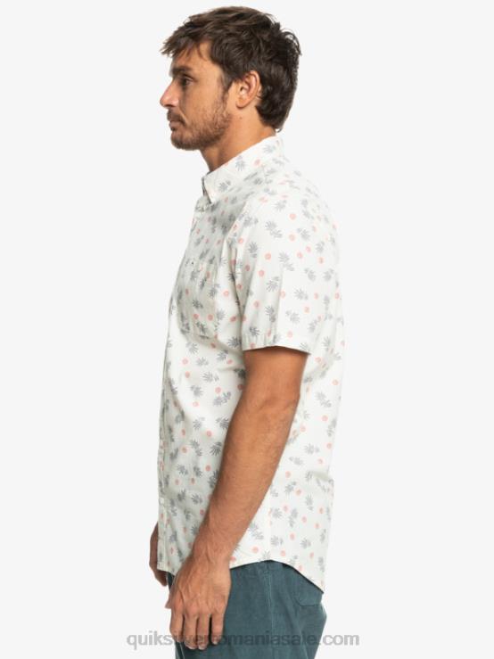 alb din ocean de la ocean la paradis cămașă cu mânecă scurtă XT6B1390 bărbați Quiksilver