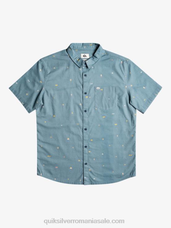 albastru provincial distanțat cămașă cu mânecă scurtă distanțată XT6B1629 bărbați Quiksilver