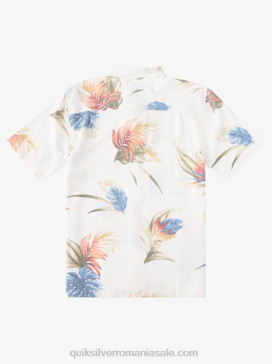 antic alb curcubeu floral cămașă cu mânecă scurtă cu flori curcubeu waterman XT6B826 bărbați Quiksilver