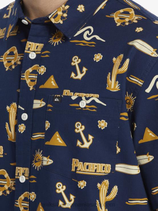 blazer bleumarin cămașă cu mânecă scurtă XT6B15 bărbați Quiksilver x Pacifico