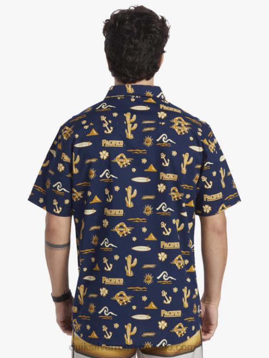 blazer bleumarin cămașă cu mânecă scurtă XT6B15 bărbați Quiksilver x Pacifico