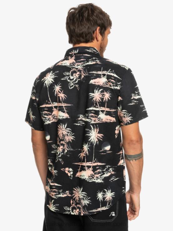 flux de aer negru cămașă cu mânecă scurtă din bumbac airflow XT6B1369 bărbați Quiksilver