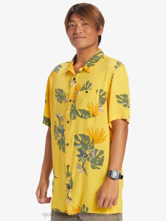 galbenus floral ss cămașa florală cu mânecă scurtă XT6B651 bărbați Quiksilver