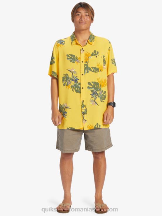 galbenus floral ss cămașa florală cu mânecă scurtă XT6B651 bărbați Quiksilver