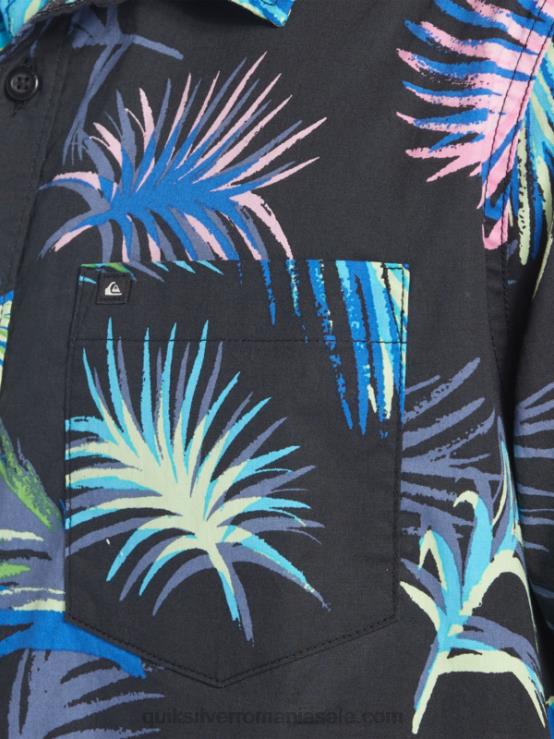 glitch tropical negru cămașă tropicală cu mânecă scurtă XT6B551 bărbați Quiksilver